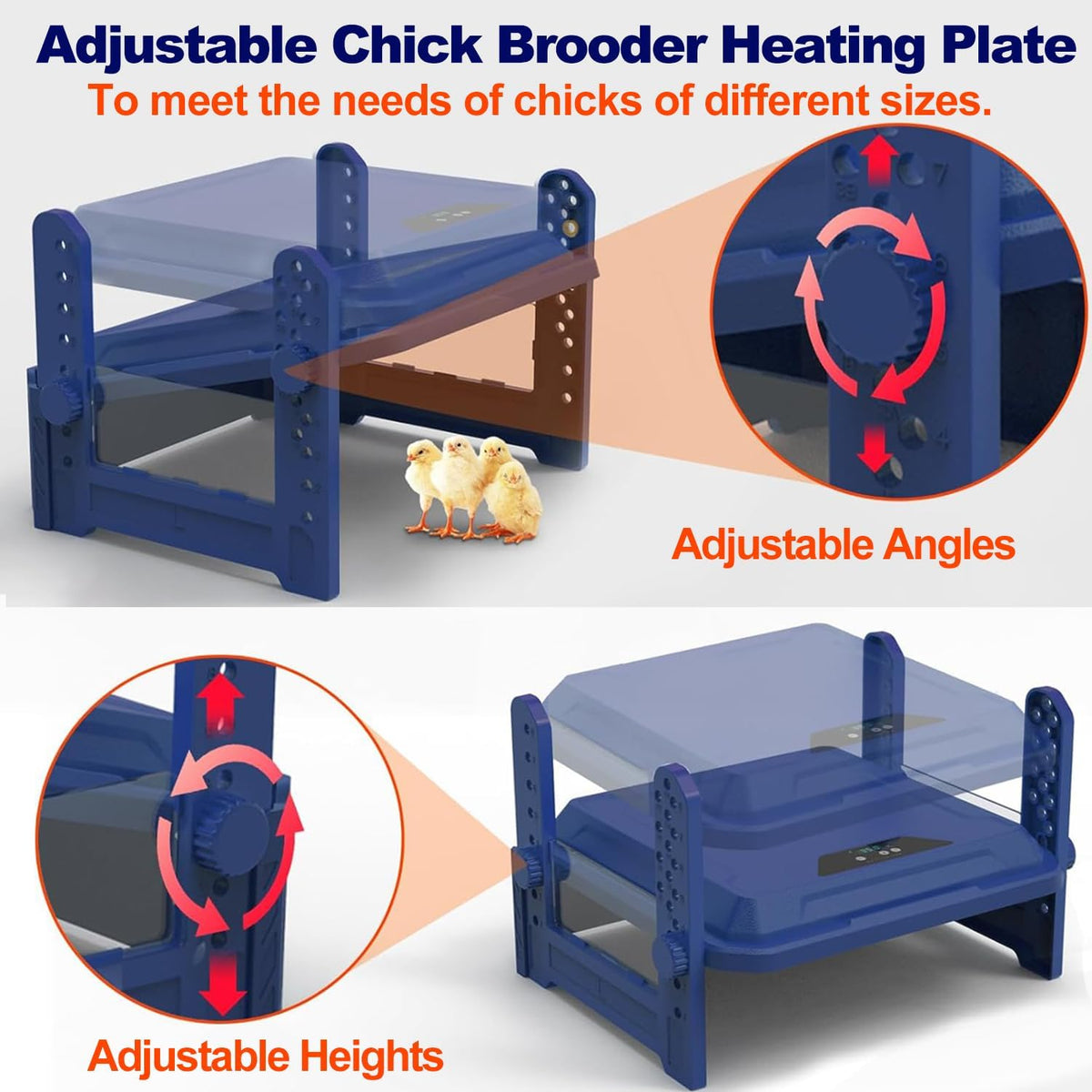 Chick Brooder Heating Plate with Adjustable Temperature, 12"x12" Chicken Brooder Heater for Baby Chicks, Ducklings