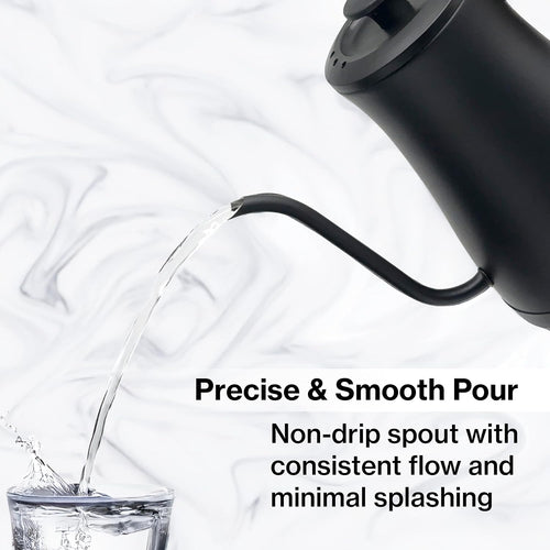 1.0L 1500W Gooseneck Electric Kettle - Stainless Steel Interior - Rapid-Boil - Auto Shut-Off, Boil-Dry Protection