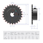 FOCMKEAS 25 Tooth Roller Chain Sprocket, 25 Chain, 8x7mm D Bore