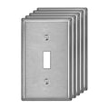 BESTTEN 5 Pack 1-Gang Toggle Metal Wall Plate, Standard Size, Silver