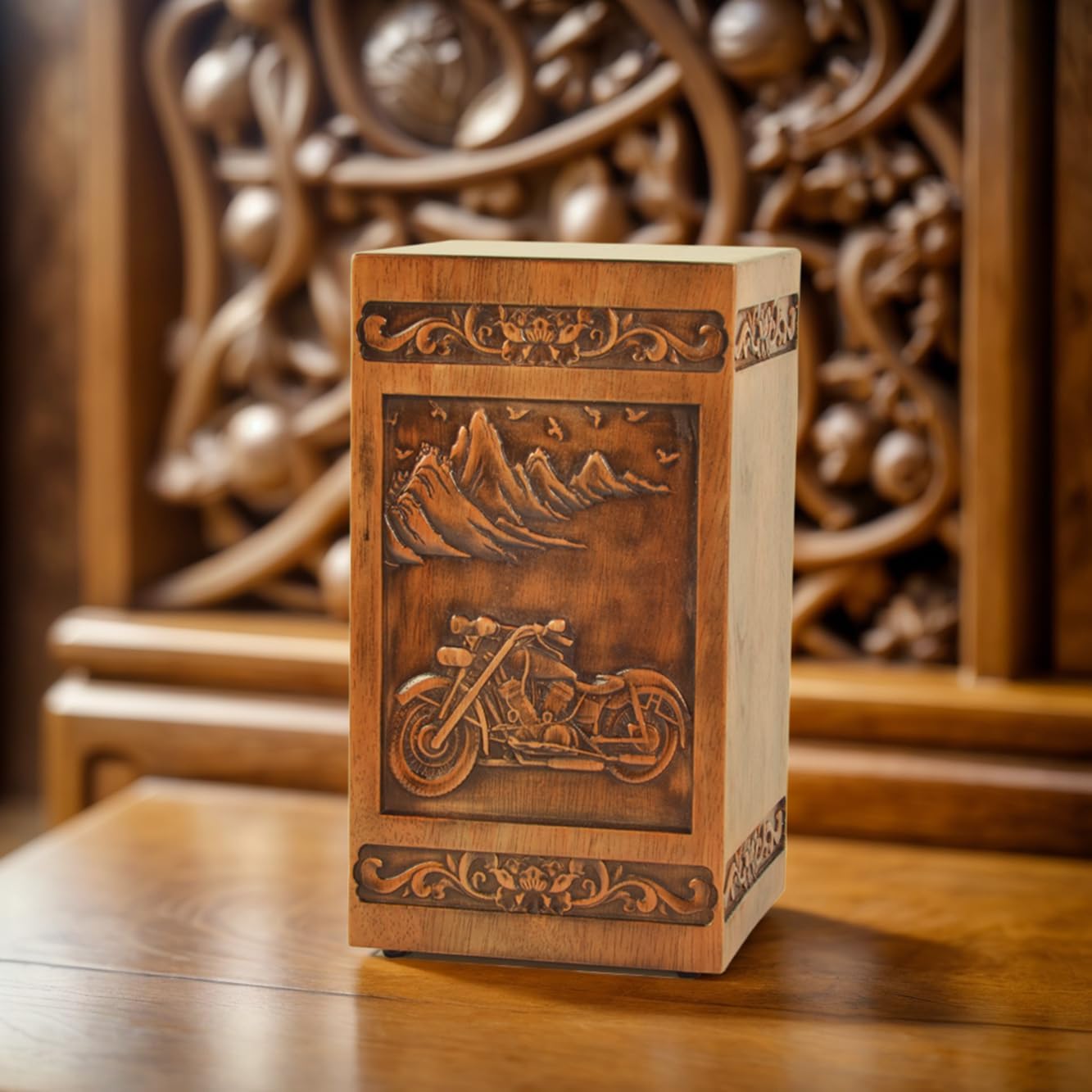 Wooden urn Human Ashes Cremation Adult Box Funeral Burial Male Casket Decorative Memorial funerary Men Large 250LBS