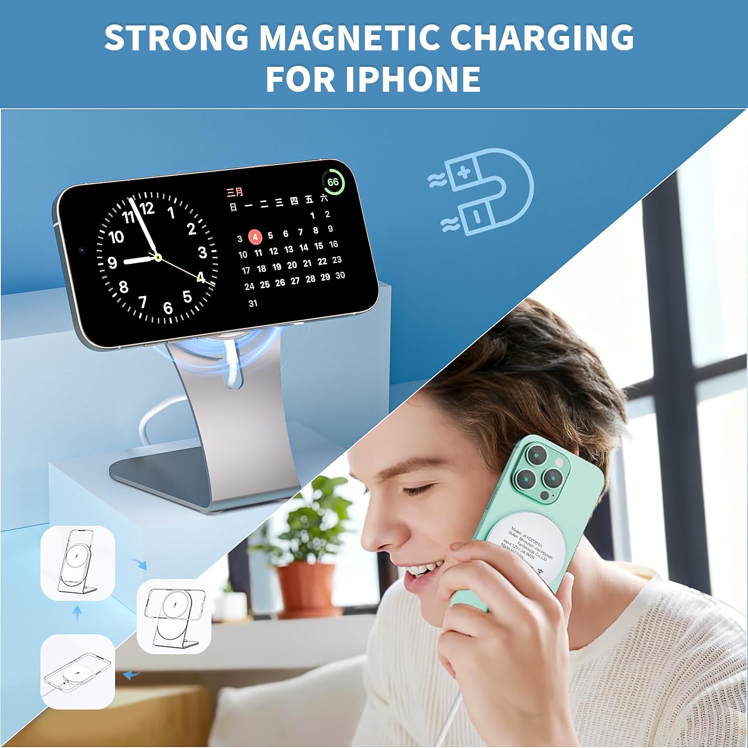 Magnetic Wireless Charger for Apple iPhone 17 Mag Safe Charging,USB-C Charger Block & 6FT 15W Fast Wireless Charging