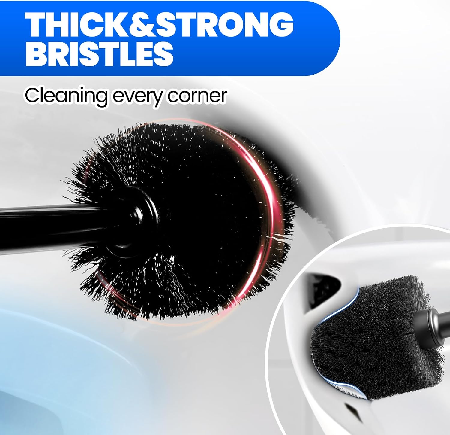 4in1 Toilet Plunger and Brush Set - Home Bathroom Cleaning Tools | 21", Groove Gap Brush, Cleaning Gloves, Heavy Duty