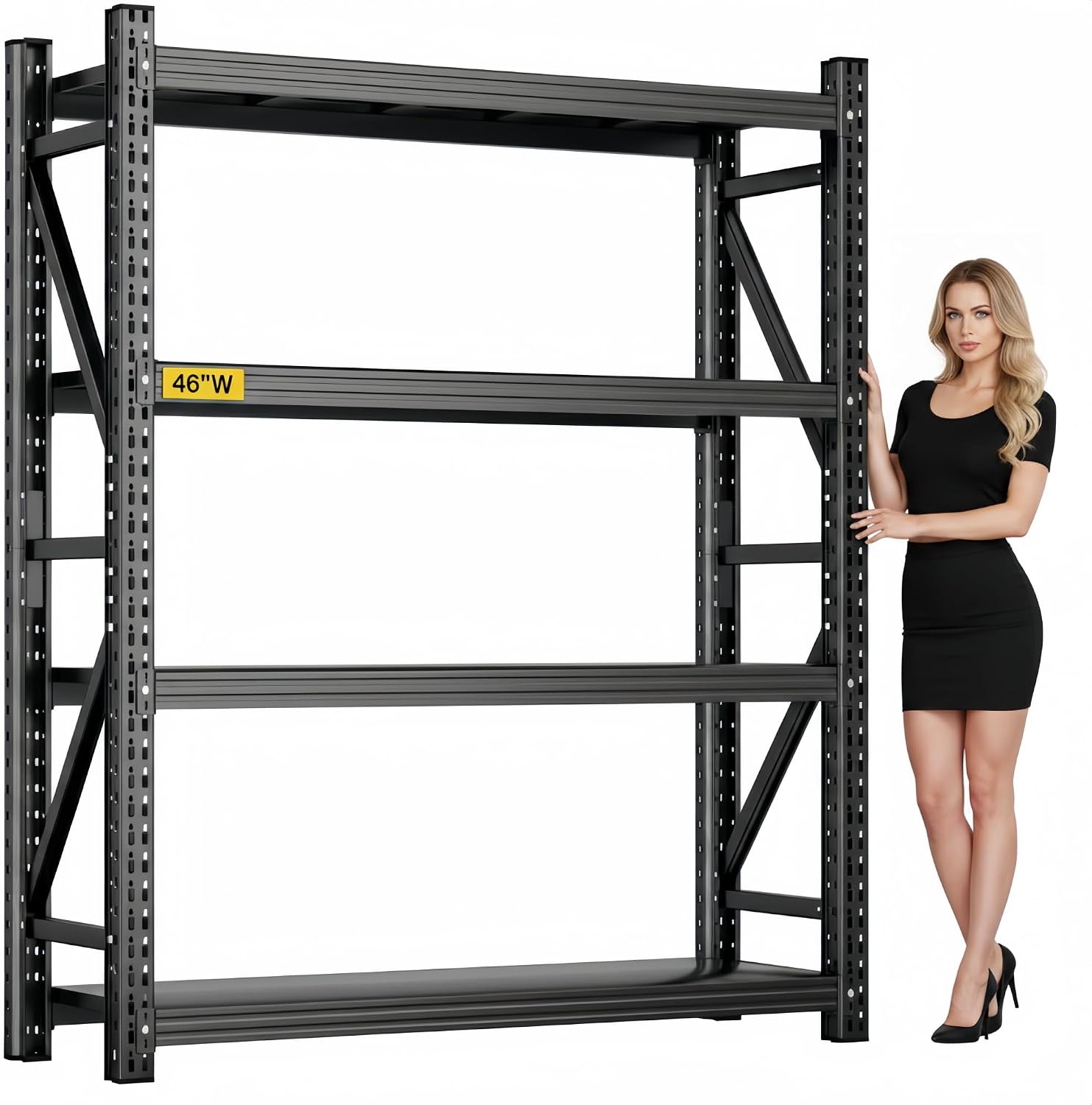 Heavy Duty Garage Shelving, 46" W x 20" D x 71" H, 3500 LBS Capacity, 4-Tier Adjustable Metal Storage Shelves
