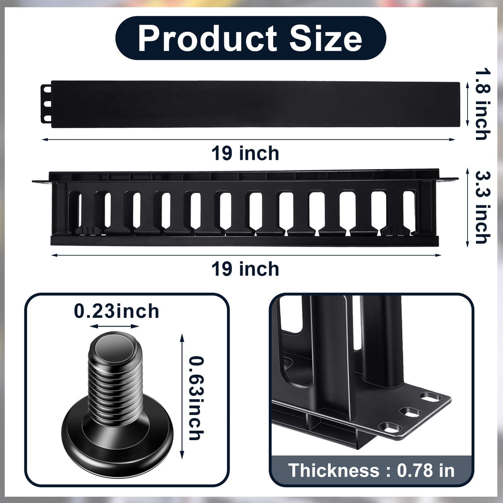 8 Pcs 1U Horizontal Cable Management Rack Mount Sleeve