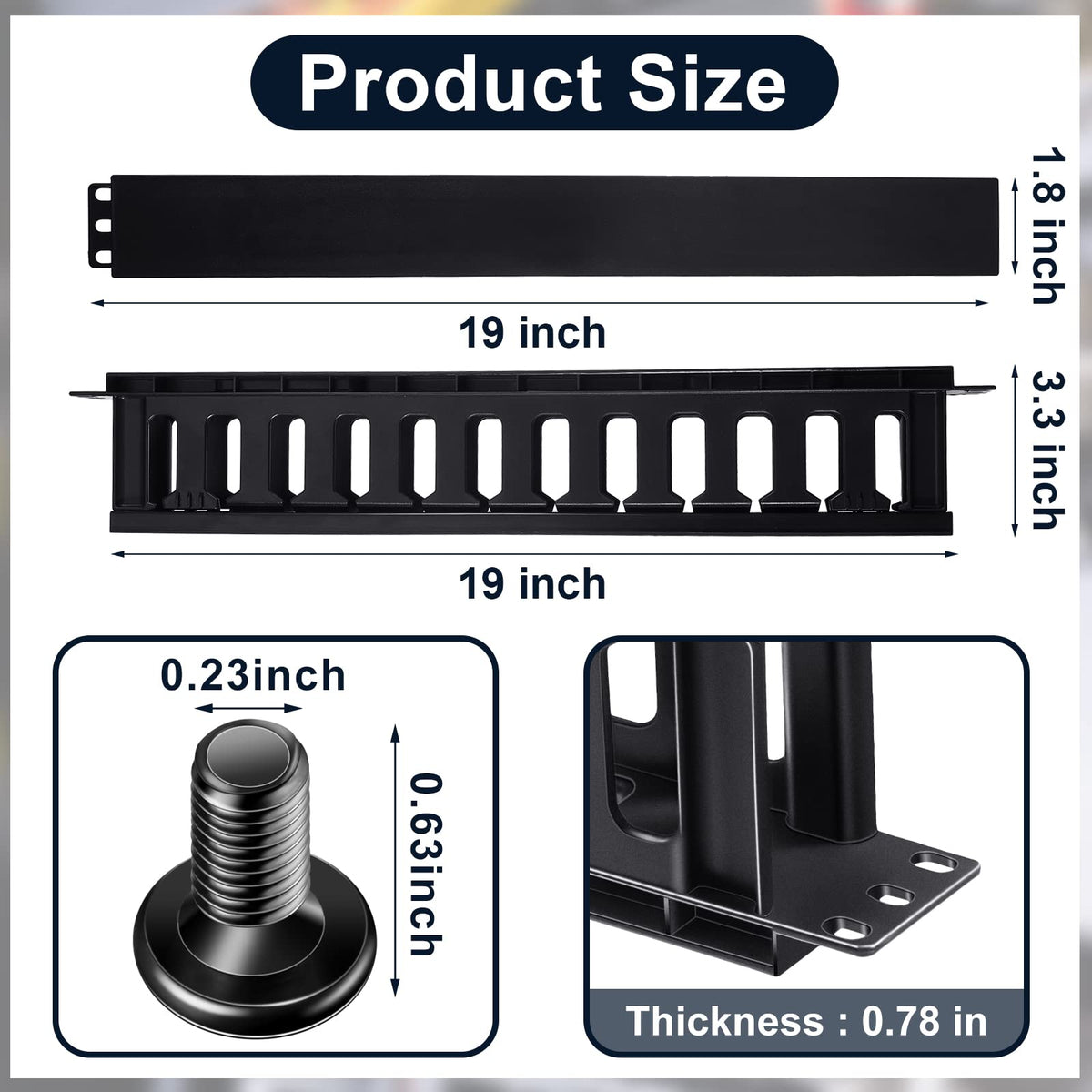 8 Pcs 1U Horizontal Cable Management Rack Mount Sleeve