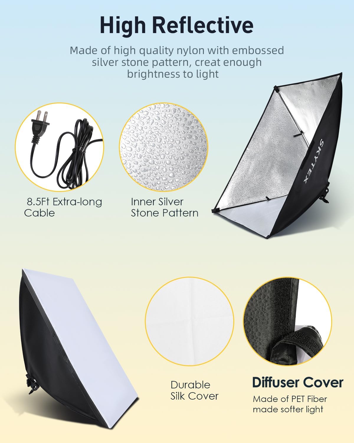 Softbox Lighting Kit 2Pack,20x28in Soft Box |Upgrade 135W 2700-6400K 100V-240V AC E27 LEDBulb Continuous Photography