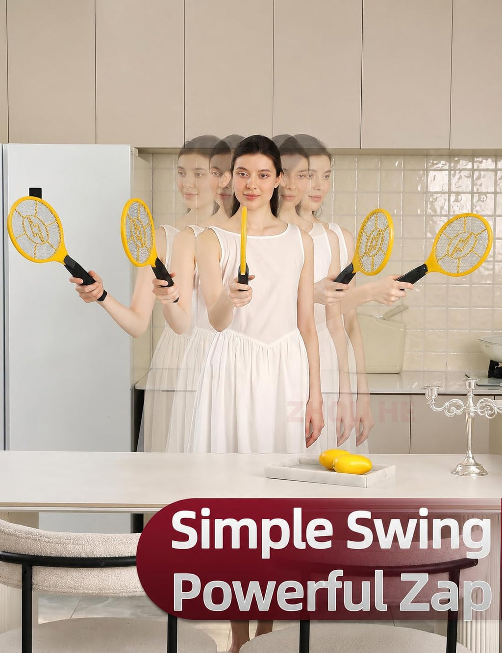 Electric Fly Swatter 2 Pack, Lightweight Battery Powered Bug Zapper Racket | 3000V fly swatter with 3-layer