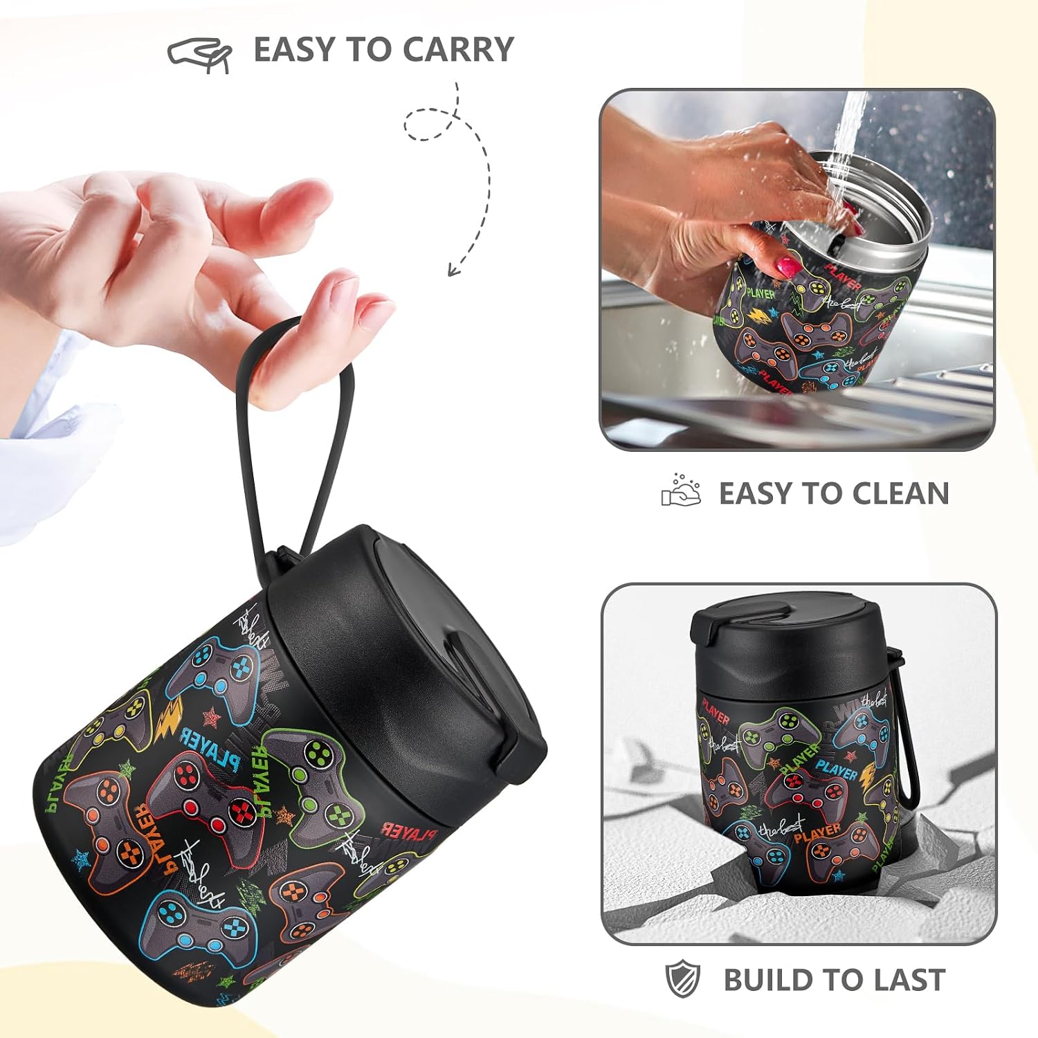 17oz Soup Thermo for Hot Food Kids Insulated Vacuum Food Jar with Stainless Steel Spoon Wide Mouth Thermo Leakproof