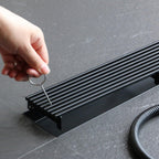 32 Inch Linear Shower Drain with Wedge Wire Grate, Matte Black