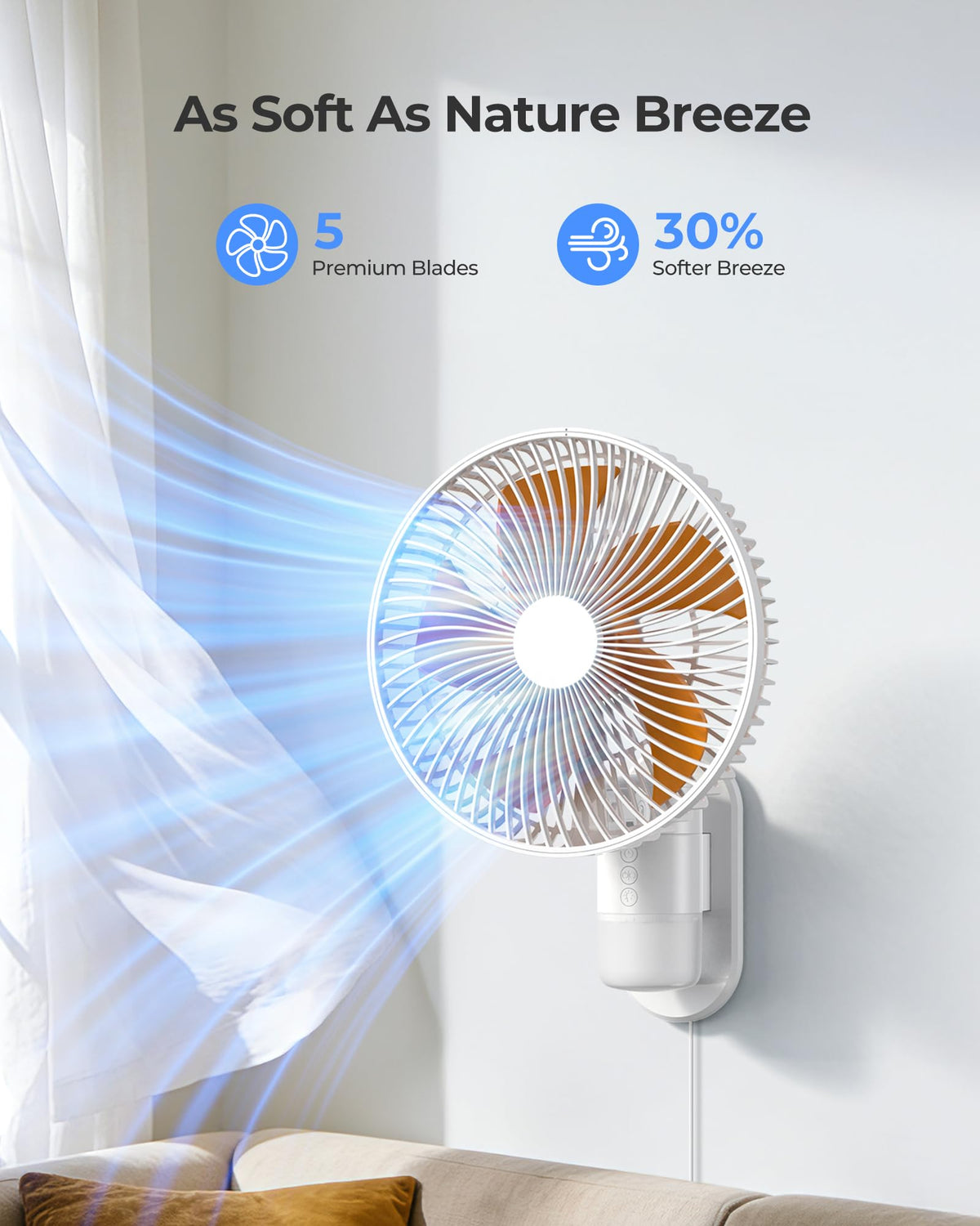 10'' Wall Mount Fan with Remote and Light, Fits Every Scene