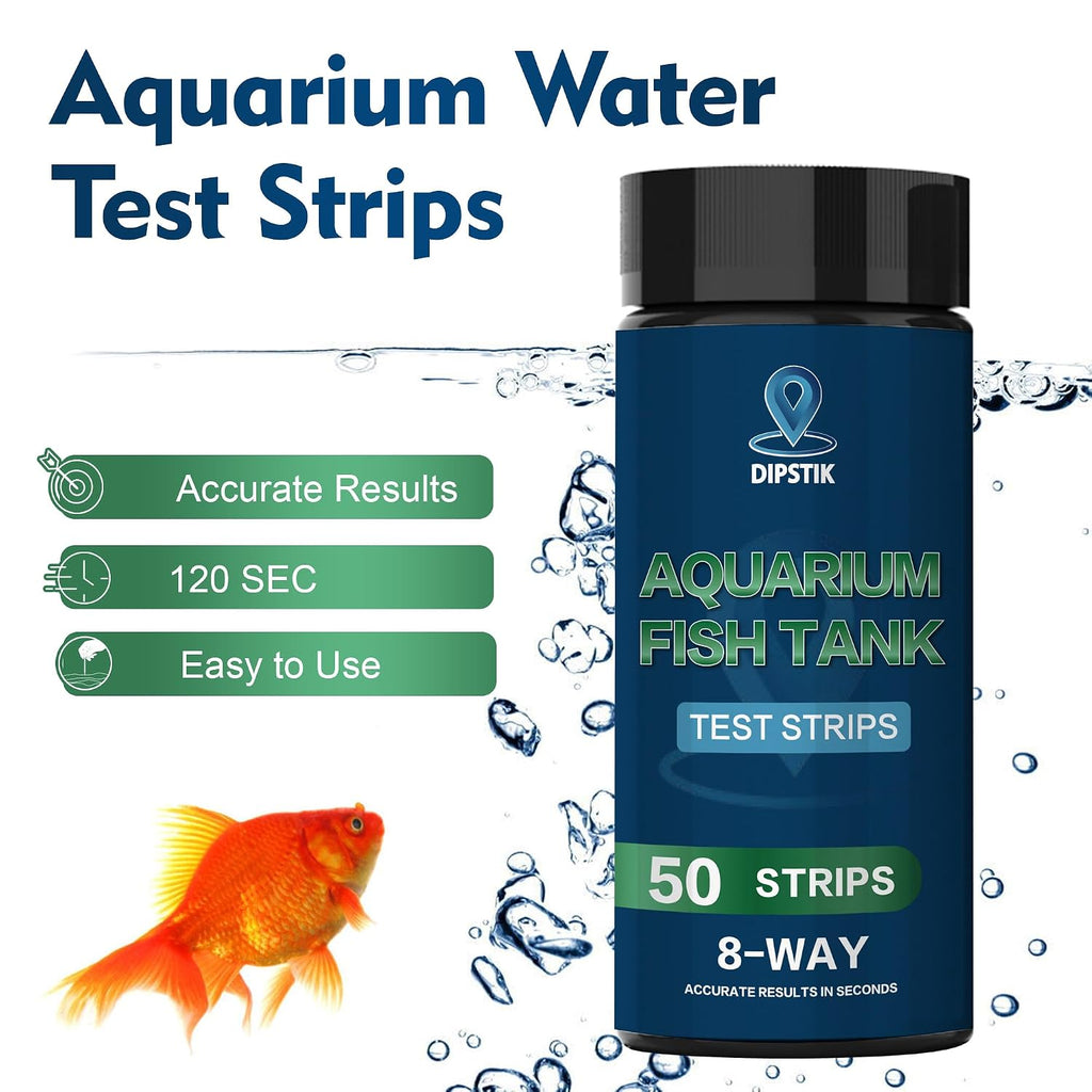 Aquarium Ammonia Test Strips,8-Way Aquarium Test Kit for Freshwater | 50 Strips Fish Tank Pond Test Strips,Test