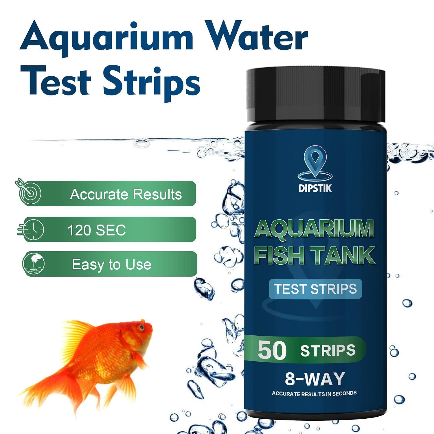 Aquarium Ammonia Test Strips,8-Way Aquarium Test Kit for Freshwater | 50 Strips Fish Tank Pond Test Strips,Test