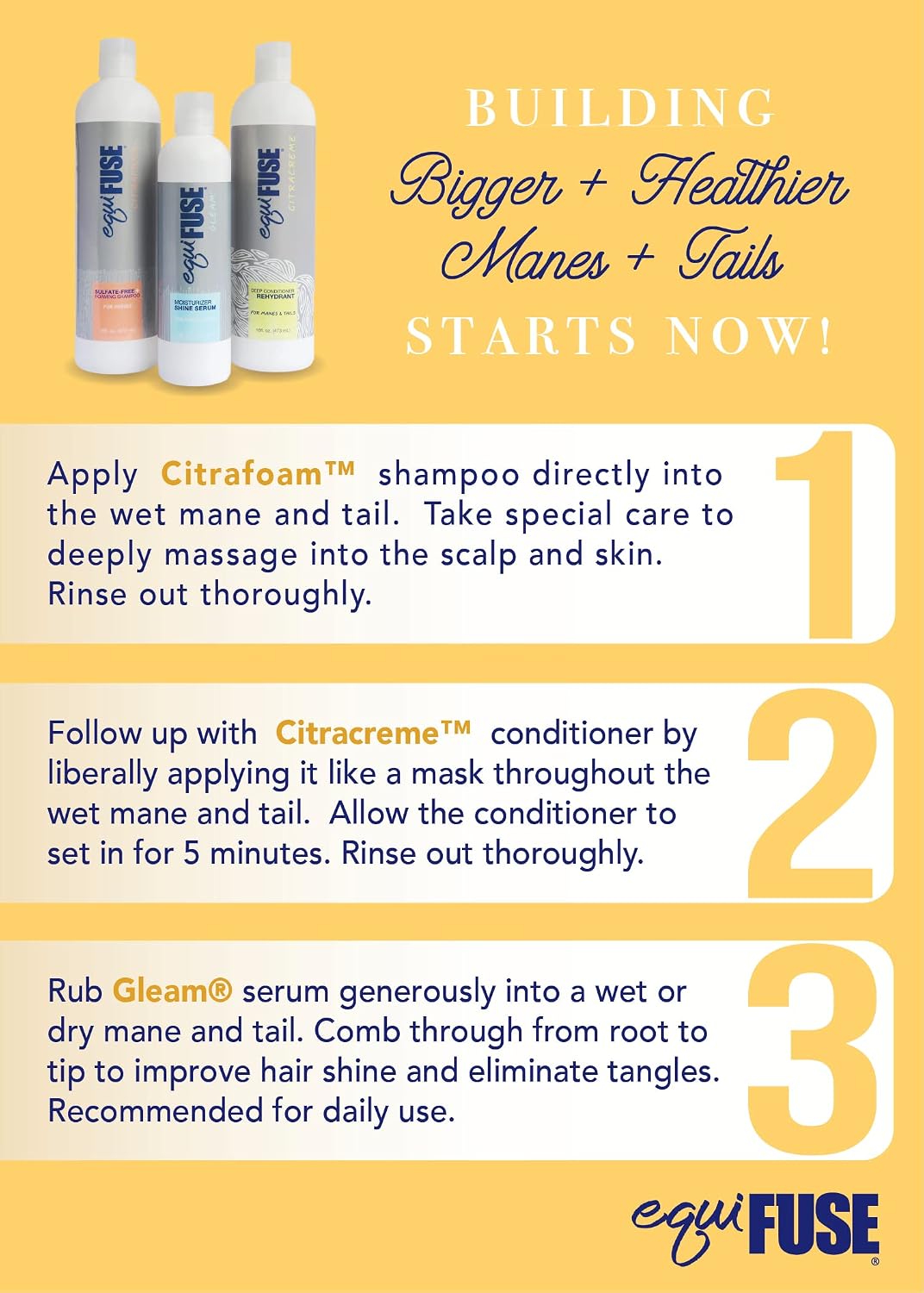 CitraShampoo Sulfate Free, Plant Based Foaming Horse Shampoo, Promotes Gentle Clean and Hair Health that Fights