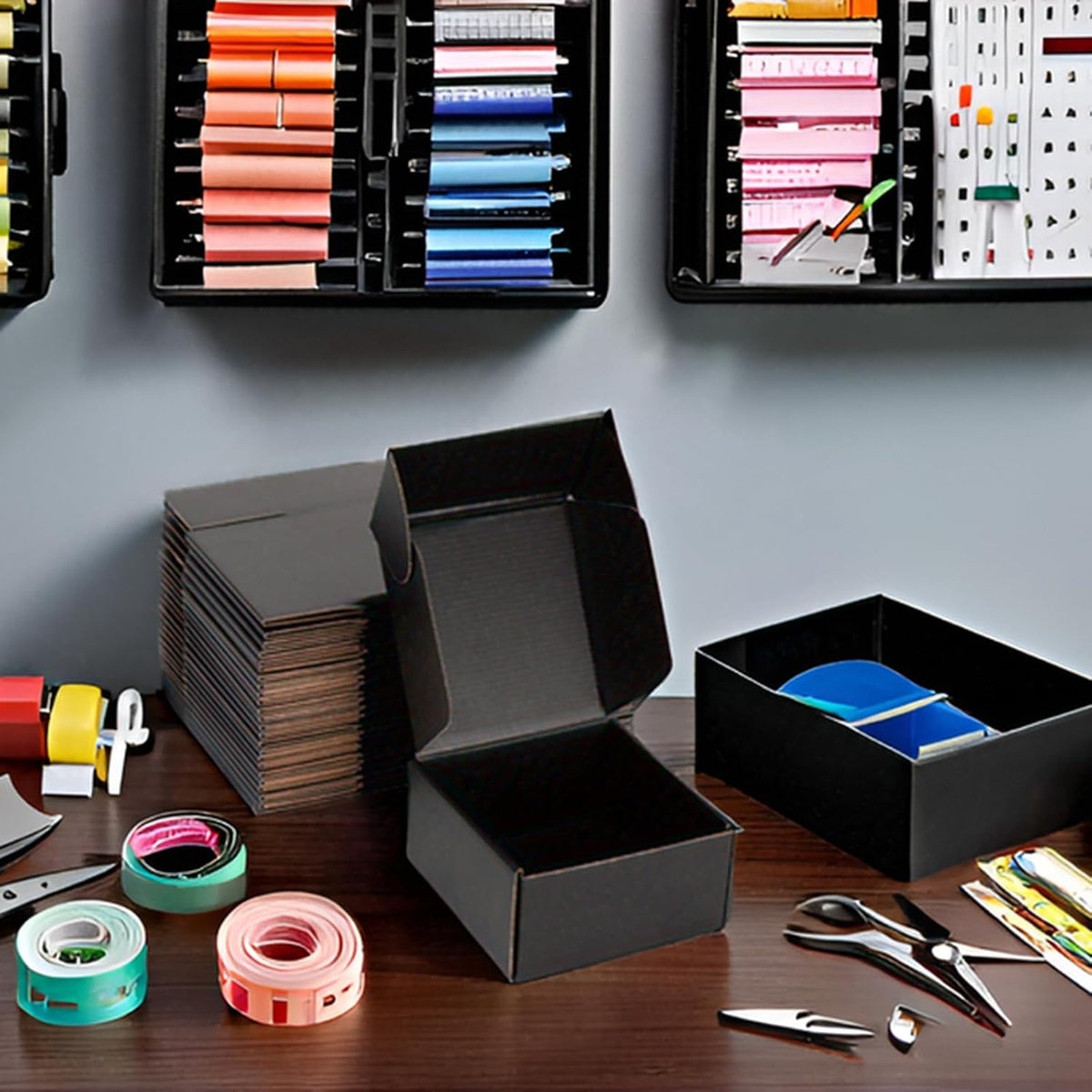 6x6x3 Black Shipping Boxes for Small Business, Packing, 25 Pack