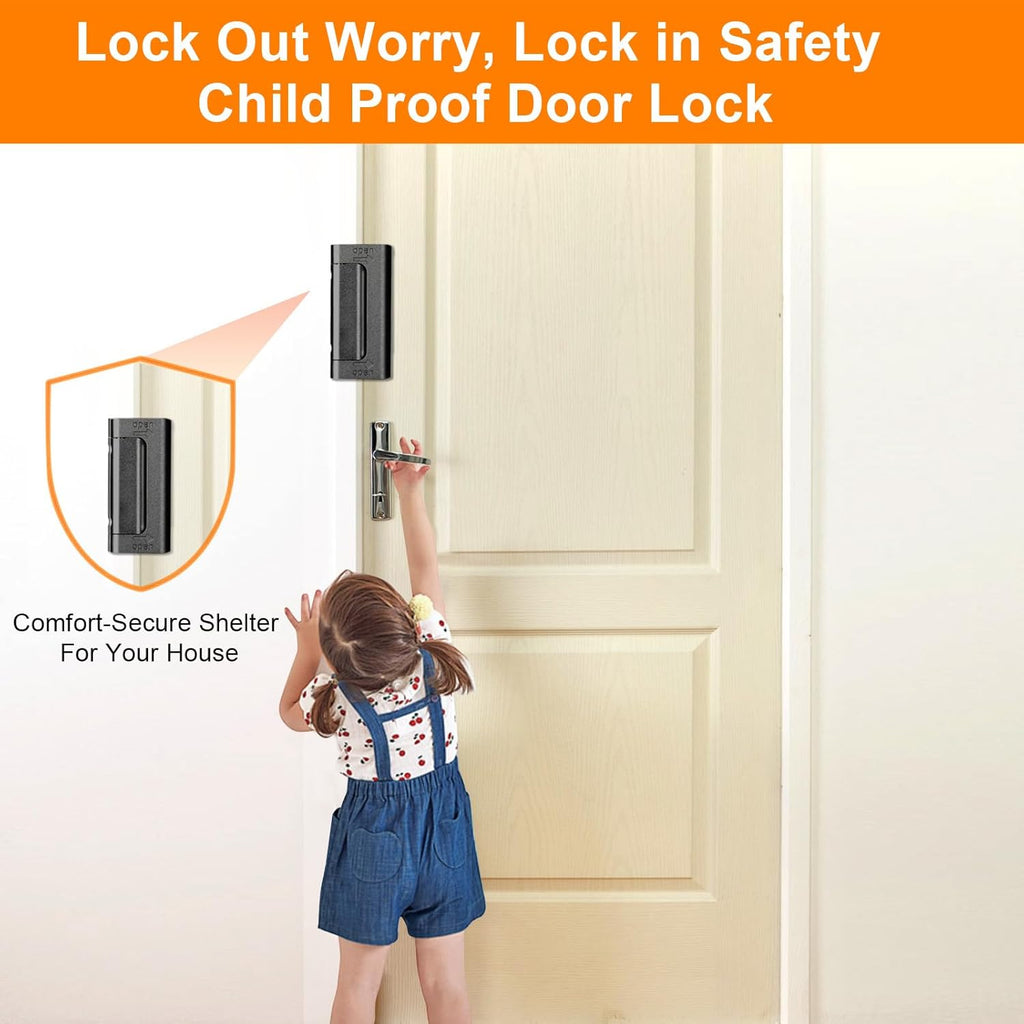 Home Security Door Reinforcement Lock, Upgraded Front Door Locks for Kids Safety Withstand 800 lbs, Child Proof Door