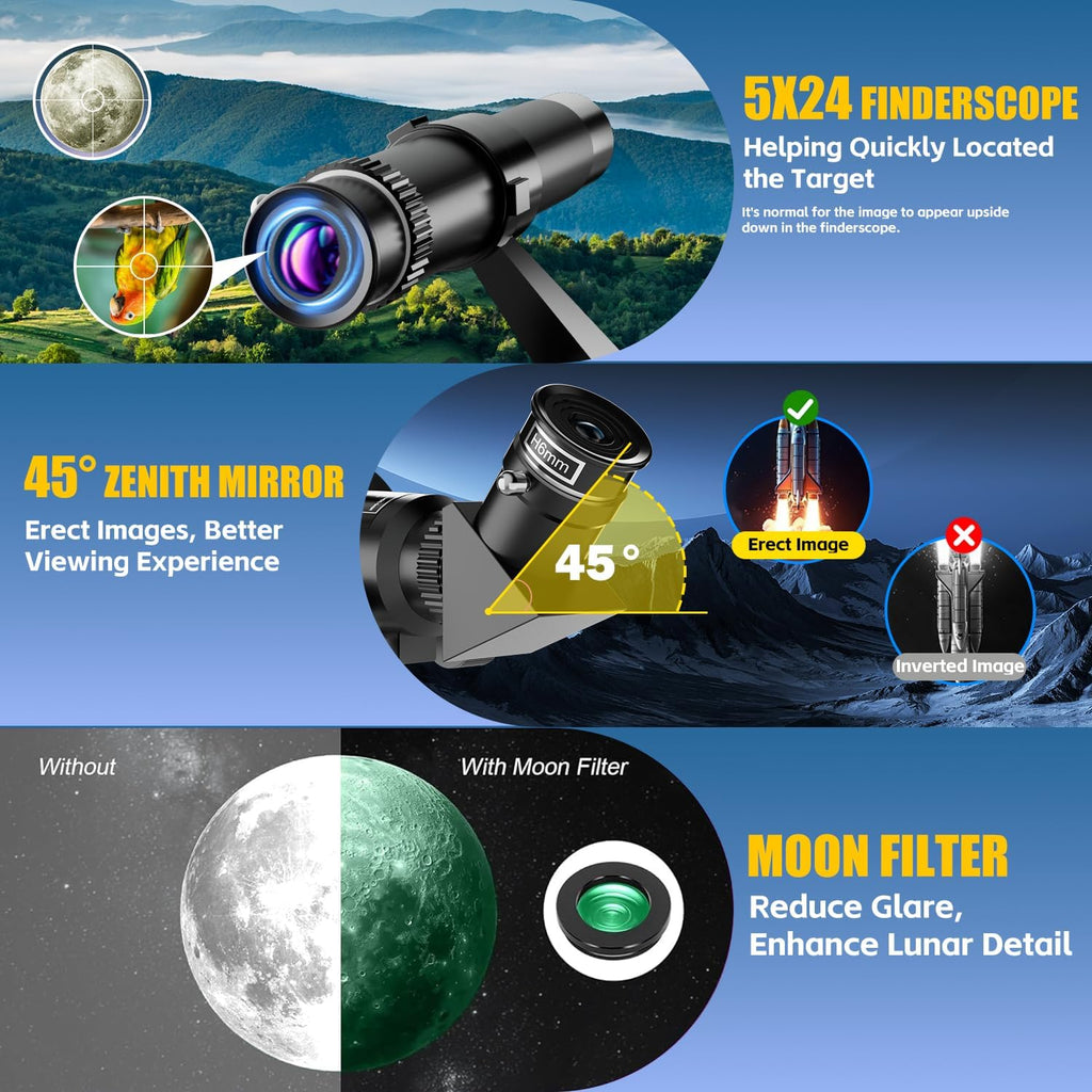 Telescope, Telescope for Kids & Adults, 70mm Aperture 500mm Refractor Telescopes for Astronomy Beginners with Tripod