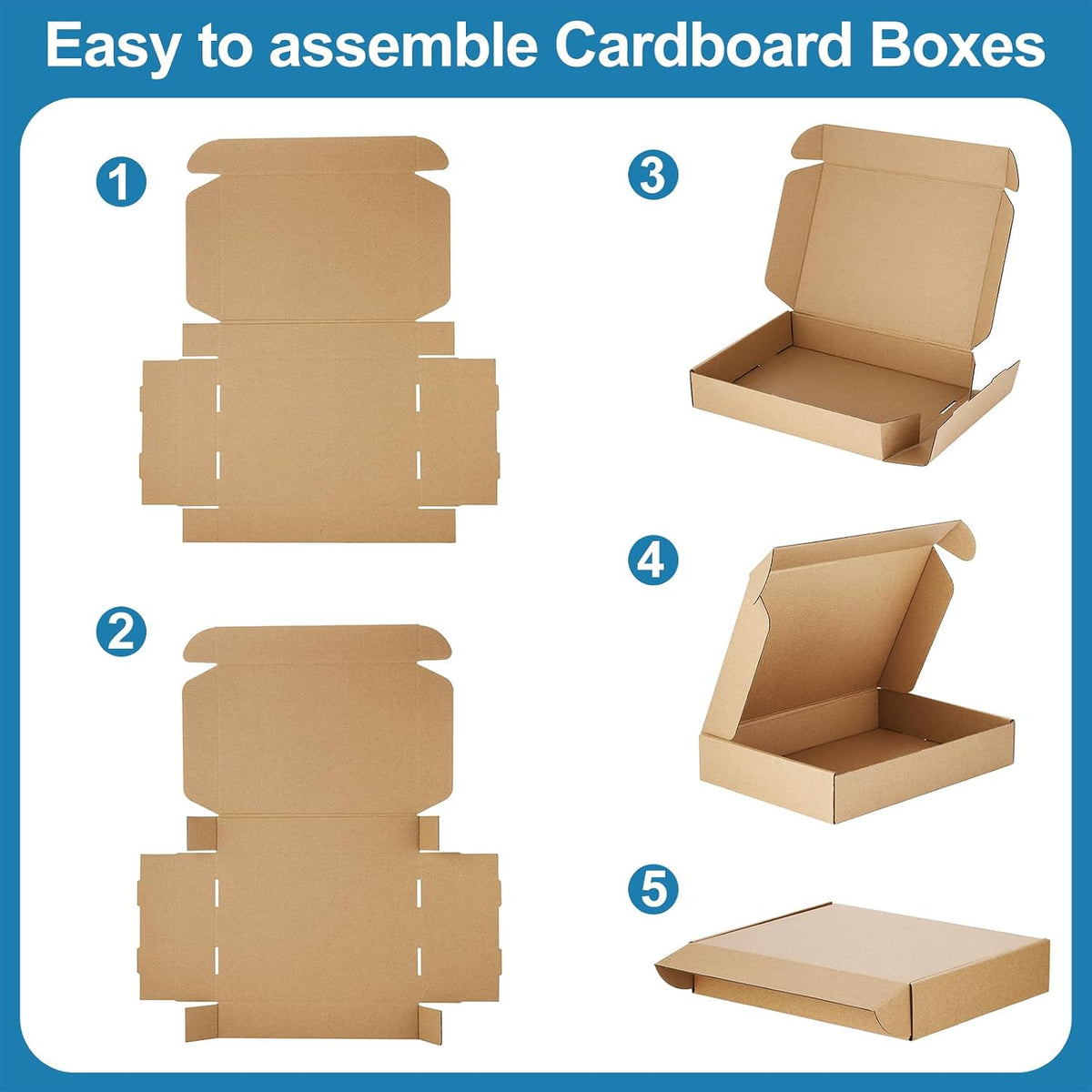 13x10x2 Shipping Boxes Medium for Small Business, 30 Pack Brown Box
