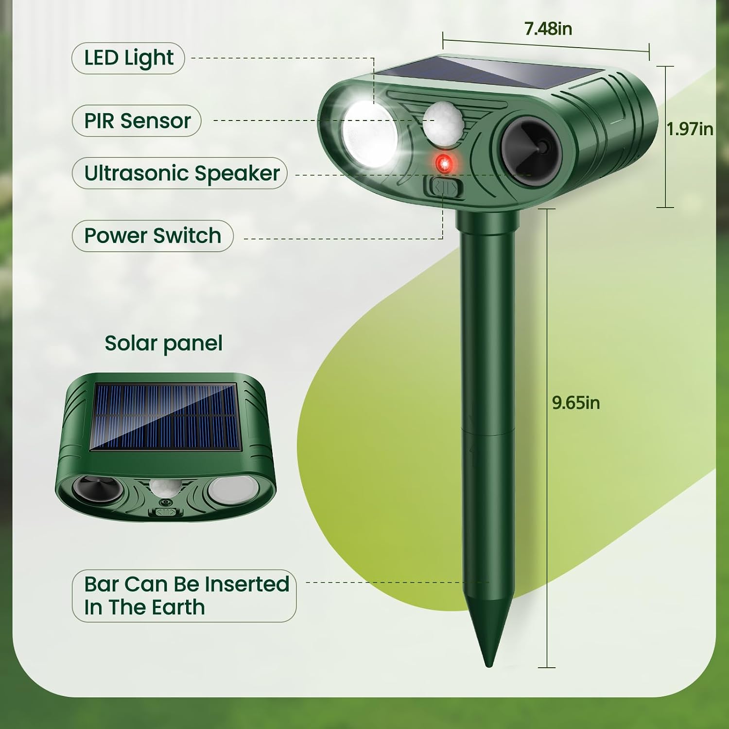 2026 Newly Advanced Ultrasonic Solar Animal Repellent Outdoor | Cat Repellent Outdoor, Deer Repellent Devices