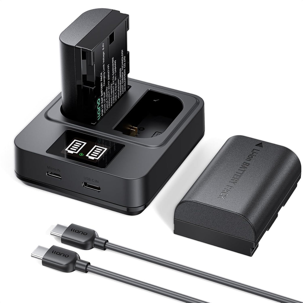 2-Pack LP-E6P Batteries & 20W Fast Charger Set - for Canon EOS R6 Mark III/II,R5 Mark II, R5, R6, R, R7,5D/6D Mark