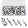 124 Pcs Shelf Pegs Kit, 5 Styles Nickel Shelf pins, Shelf Support Pegs