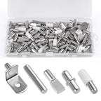124 Pcs Shelf Pegs Kit, 5 Styles Nickel Shelf pins, Shelf Support Pegs