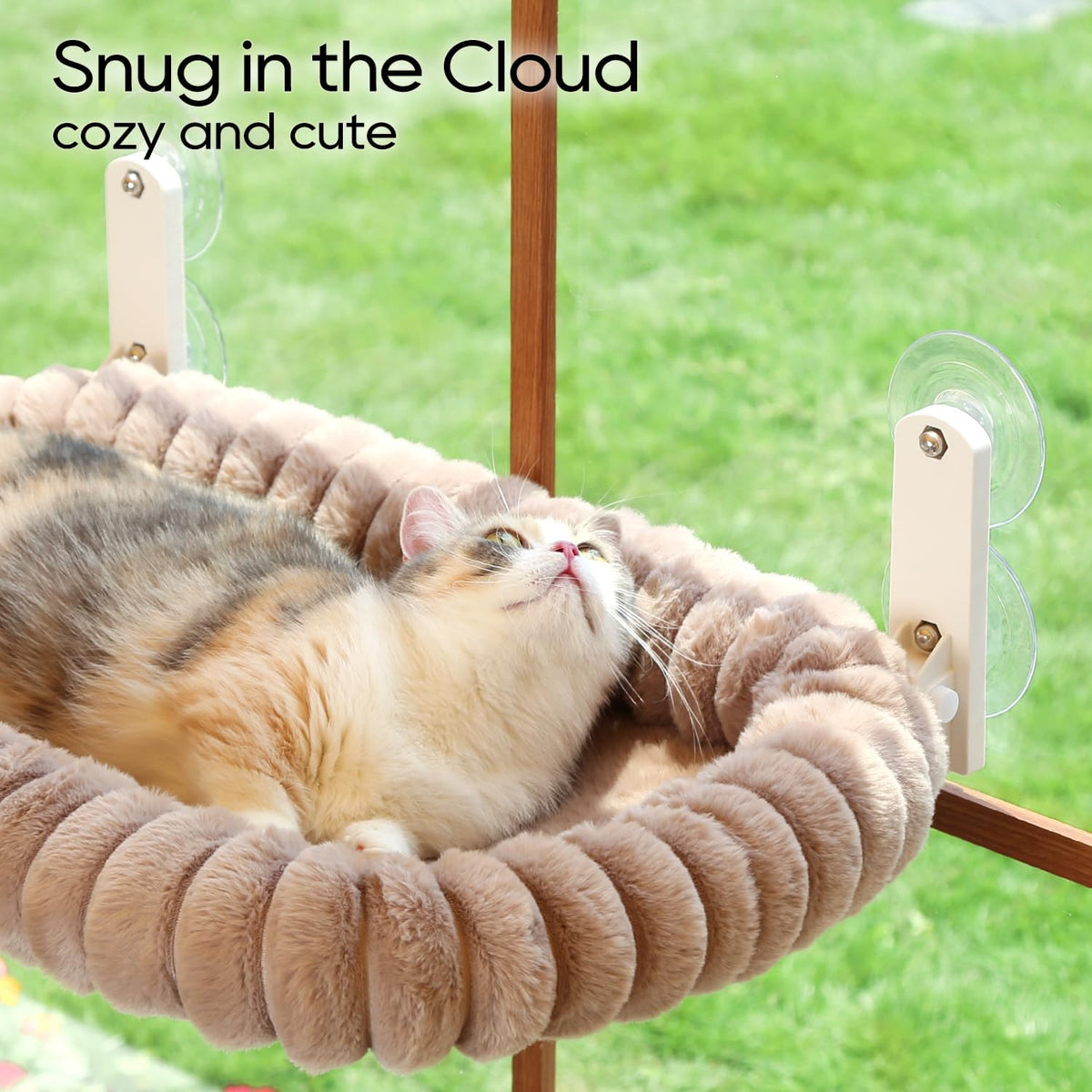 SnugCloud Foldable Cat Window Perch (Brown, L)