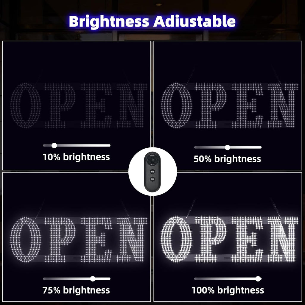 30"x10" Large LED Open Sign for Business - Unique Design super Bright Open Signs With chain - High Visibility for