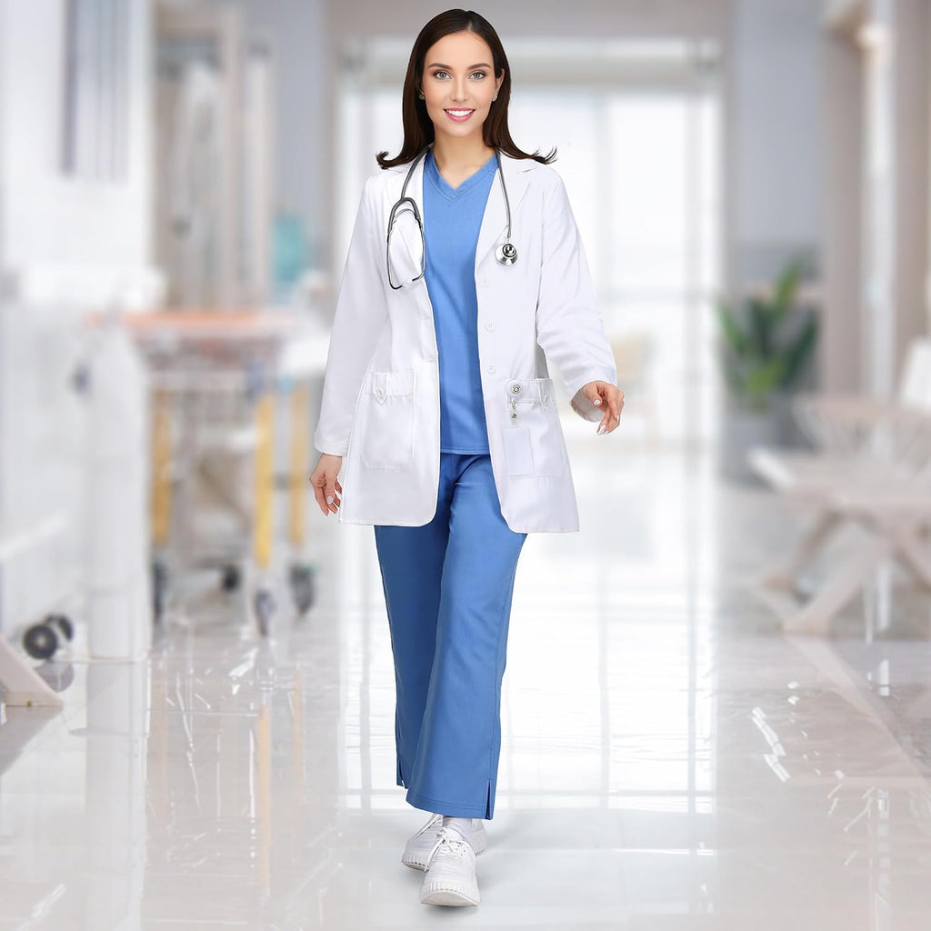 Medical Lab Coat Button-Front Long Sleeve for Classroom Lab & Healthcare