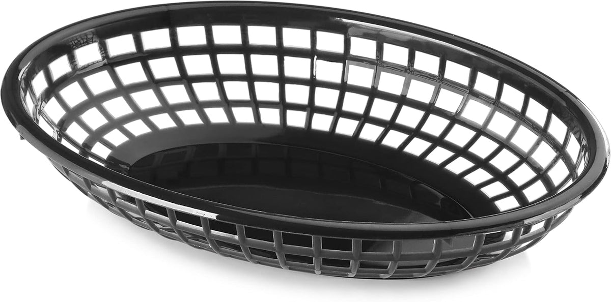 Fast Food Baskets, 9 1/4 x 6 Inch Oval, Black