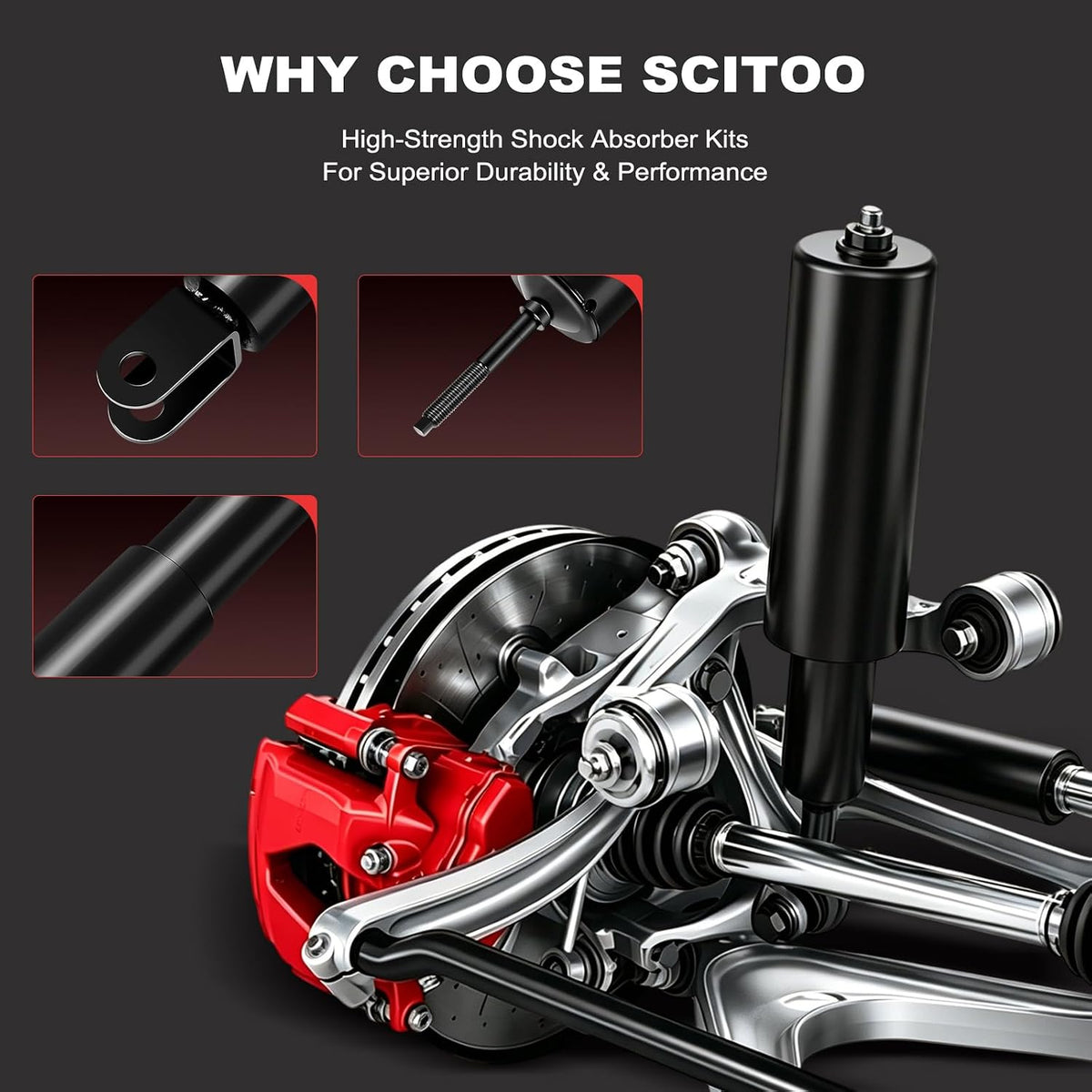 SCITOO 4pcs Front Rear Shock Absorbers Replace for Hummer H3