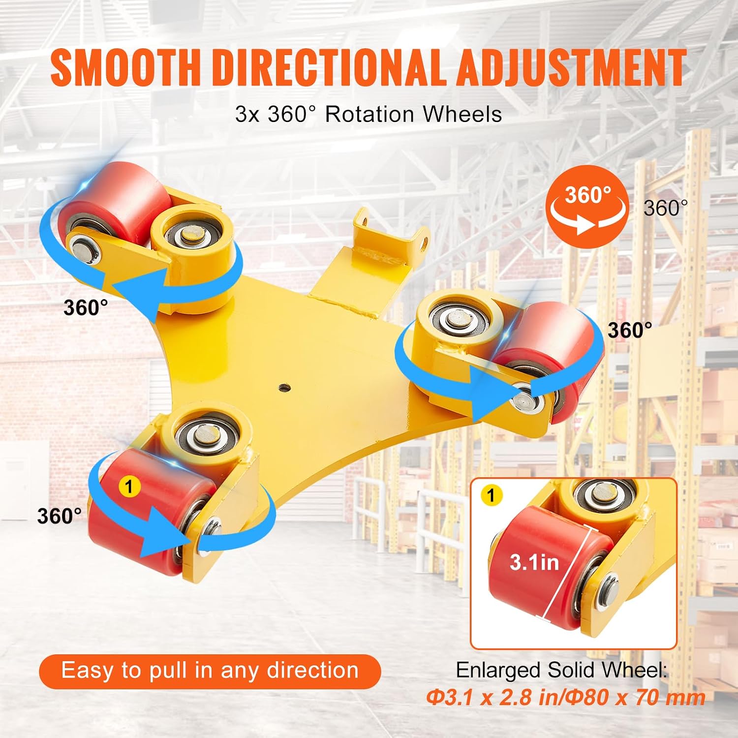 Machinery Skate Dolly, 6614 LBS/3T Industrial Machinery Mover with Handle, Carbon Steel Machinery Moving Skate with 3