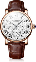 Men's Business Watch, Chronograph Quartz Analog Watch, Leather Strap | Stainless Steel, Roman numerals, Analog