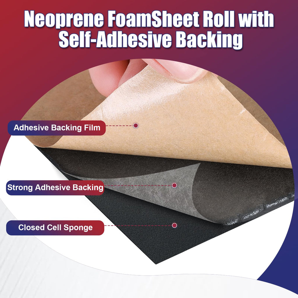 Neoprene Foam Sheet 1/8" x 12" x 48" with Adhesive Backing