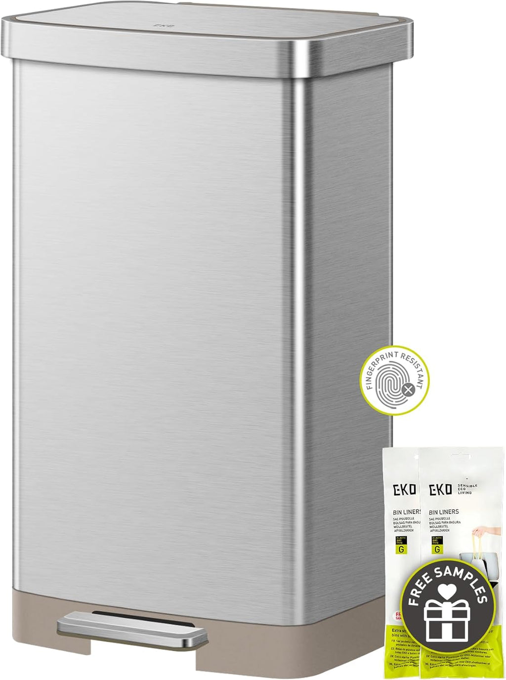 Hudson Matte Stainless 75 Liter/20 Gallon Step Trash Can with Rear Trash Bag Storage Compartment