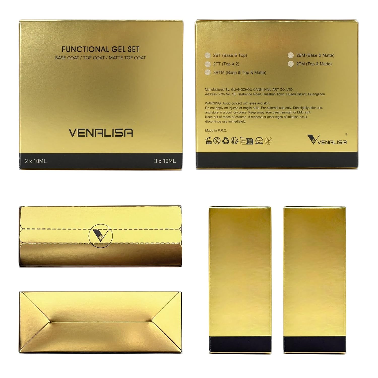 VENALISA No Wipe Gel Top Coat and Base Coat Set 2 Pcs 10ML for Gel Polish