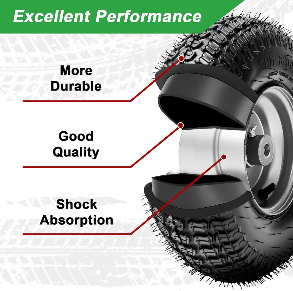 13x5.00-6 Rubber Lawn Mower Tire and Wheel, 4-Ply Tubeless Pneumatic Front Tires Replacement Riding Lawn Mowers &