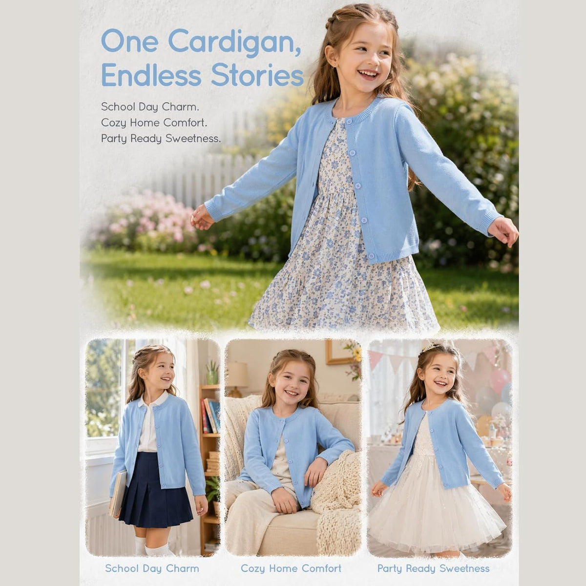 Girls Cardigan Sweater 2026 Fall Kids School Uniforms Cotton Button Down Toddler Sweaters Tops Winter Warm Jacket