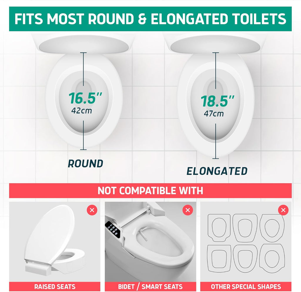 Padded Toilet Seat Riser for Seniors - Adds 3 inches. Universal Fit - FIRM Raised Toilet Seat Cushion with