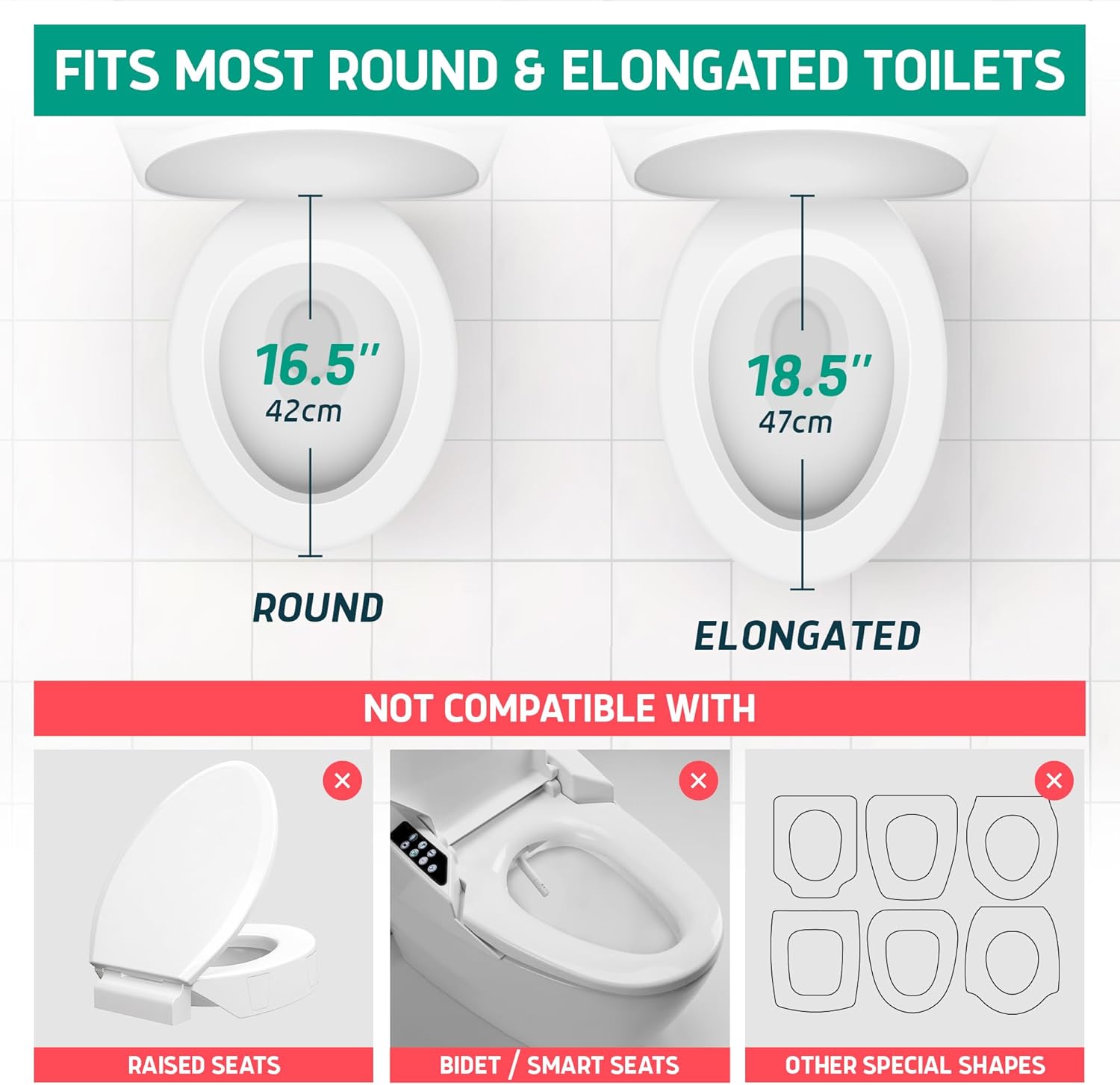 Padded Toilet Seat Riser for Seniors - Adds 3 inches. Universal Fit - FIRM Raised Toilet Seat Cushion with