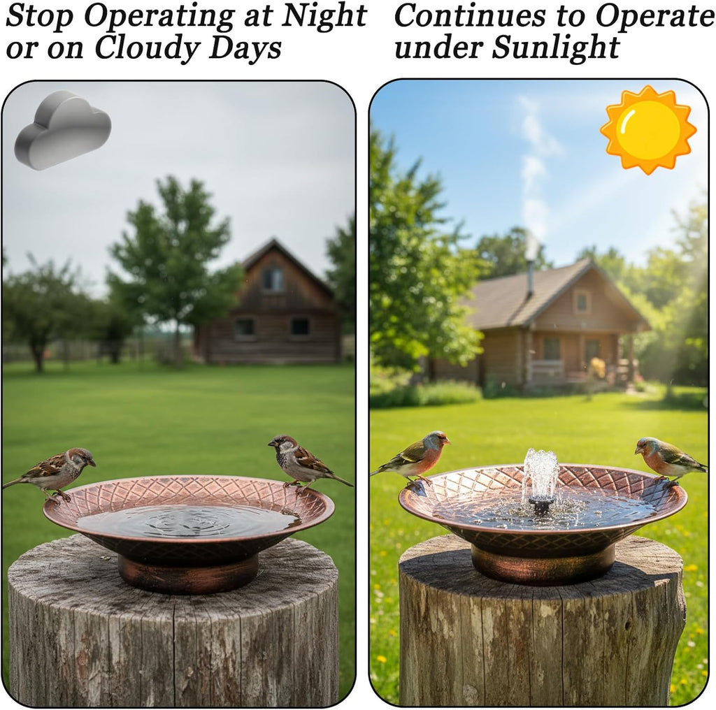 Bird Bath for Outside, 12.6" Solar Powered Bird Bath with Fountain