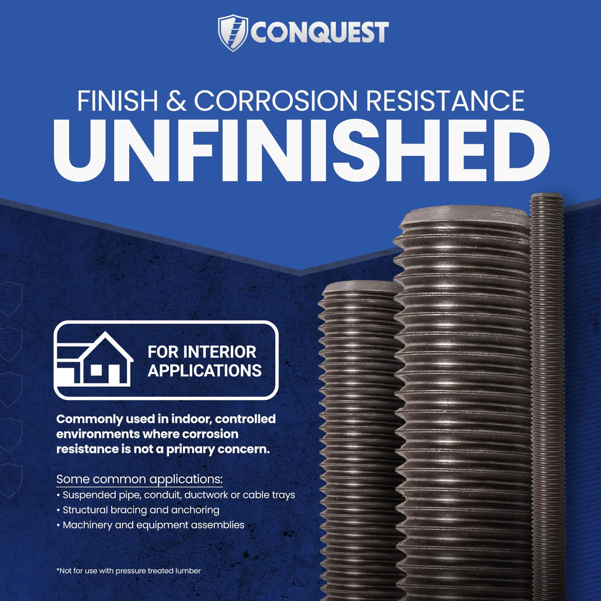 Conquest A307 Unfinished Threaded Rod 3/8"-16 x 36
