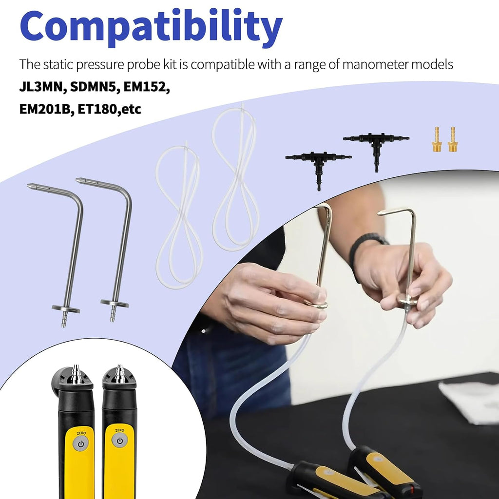 Manometer Probe Kit Compatible with Fieldpiece JL3KM & Klein Tools ET180