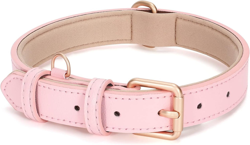 Leather Dog Collar for Small Medium Large Dog Adjustable Soft Breathable Leather Padded Puppy Collar with Alloy