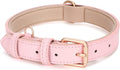 Leather Dog Collar for Small Medium Large Dog Adjustable Soft Breathable Leather Padded Puppy Collar with Alloy