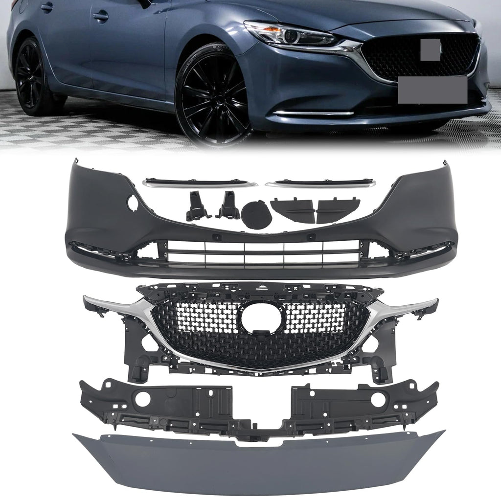 Complete Front Bumper Grille Kit Compatible with 2018-2021 Mazda 6