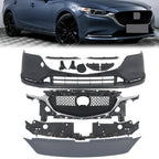 Complete Front Bumper Grille Kit Compatible with 2018-2021 Mazda 6
