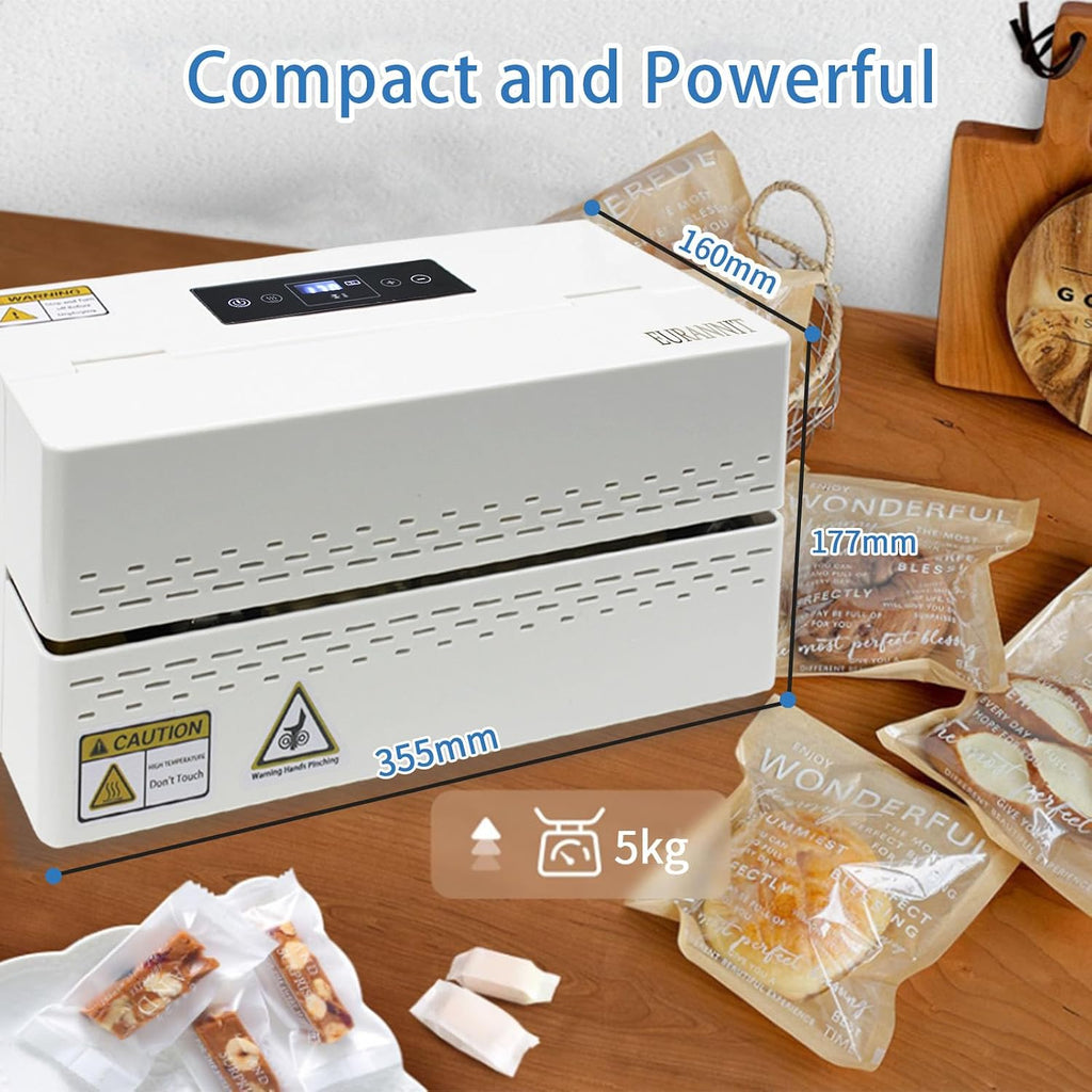 Heat Sealer Machine - Compact Automatic Continuous Band Sealer with Fully Enclosed Safe Design, Digital Temperature