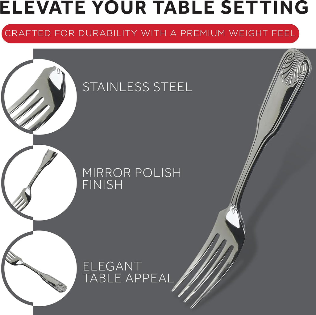 St 12-Piece Toulouse Dinner Fork Set, 18-0 Extra Heavy Weight Stainless Steel, Silver
