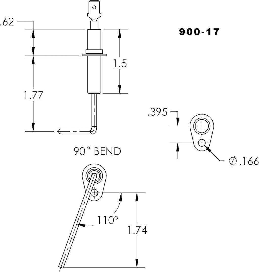 Furnace Flame Sensor Replaces York -Luxaire - Coleman - Evcon S1-2702-311P